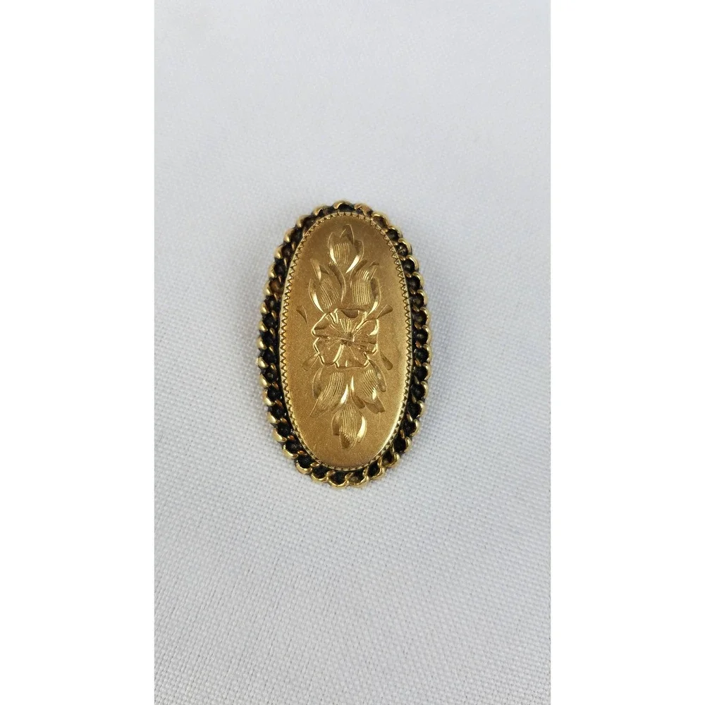 Vintage 1/20 12K gold filled brooch edge floral filigree